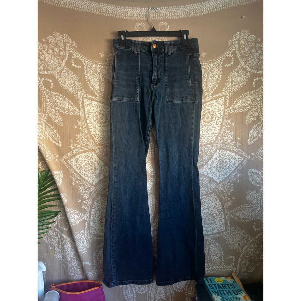 Pilcro Anthropologie Women's Straight Leg Jeans - Dark Blue